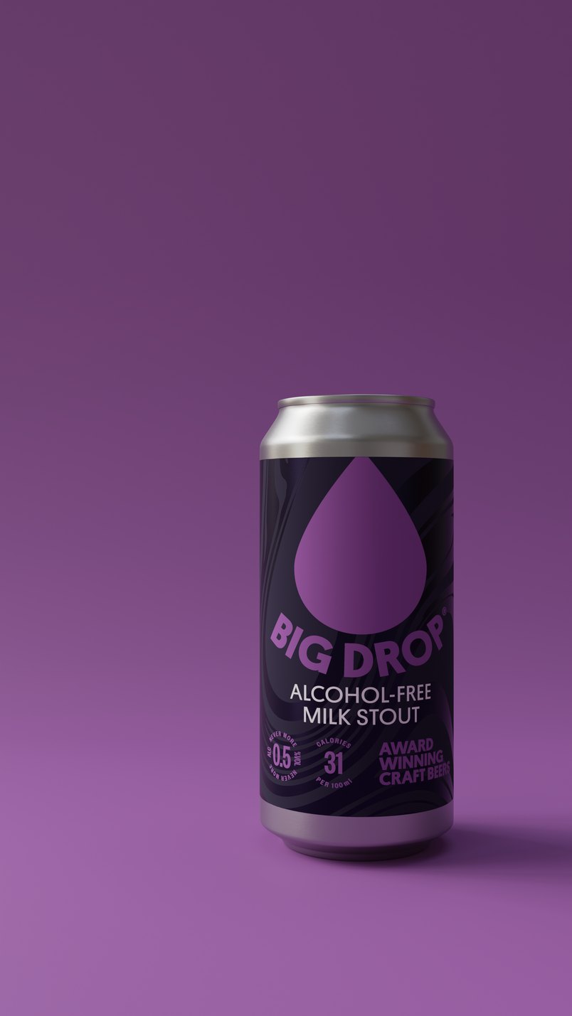 Can of Big Drop Milk Stout, alcohol-free 0.5% ABV